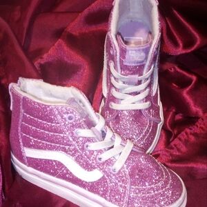 Vans Kids Sparkly Pink High-Top Sneakers